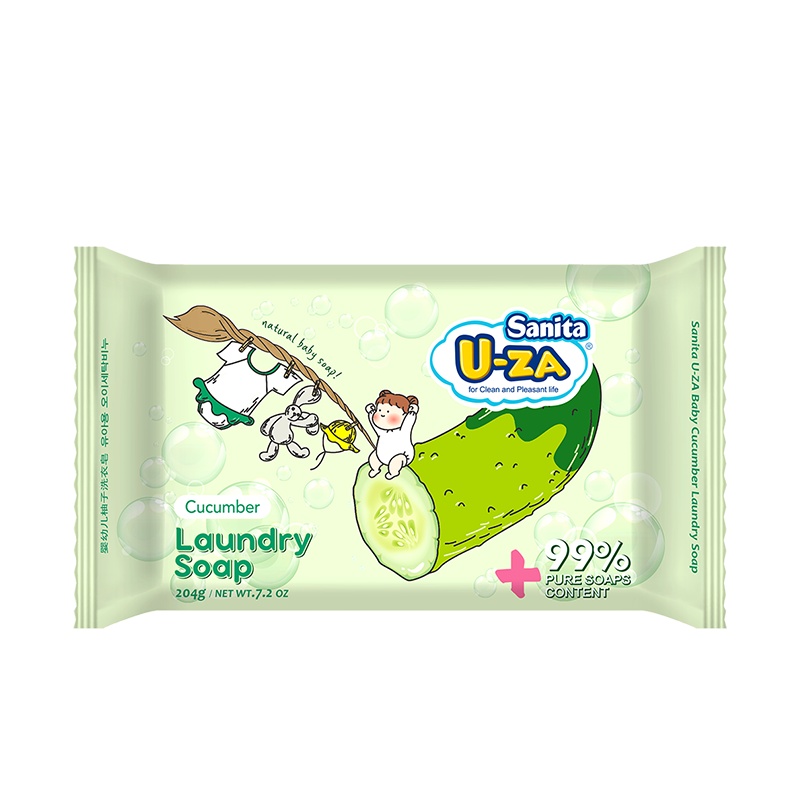 韩国进口Sanita U-ZA洗衣皂混合新生婴儿童宝宝bb专用洗衣植物肥皂黄瓜204g