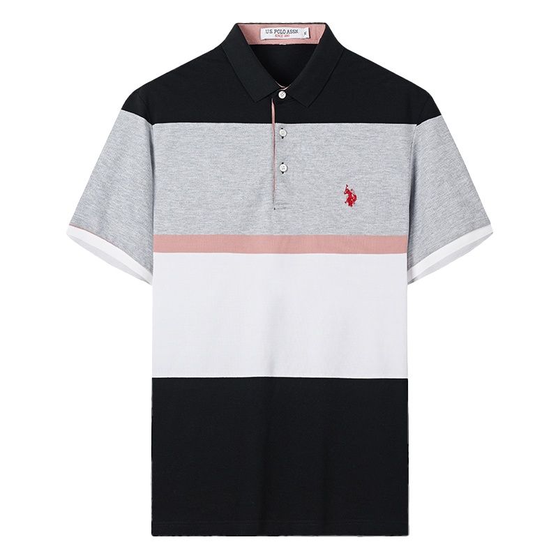 USPOLO ASSN（100%棉）夏季新款男士polo衫商务休闲翻领纯色百搭宽松潮