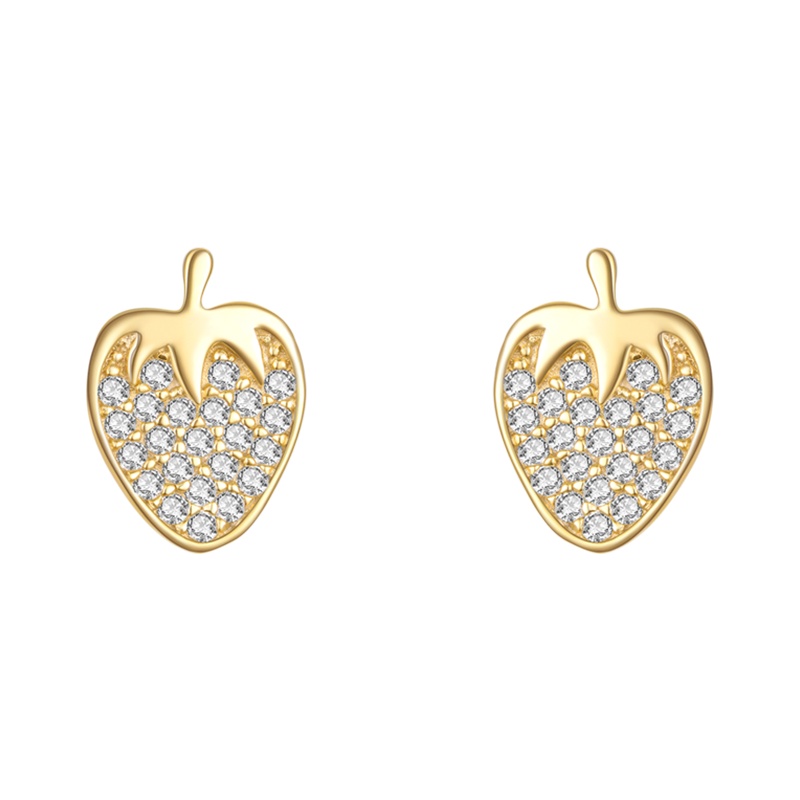 DTOTO 镶锆草莓耳钉女耳环气质甜美耳坠小耳扣日韩国时尚耳饰品