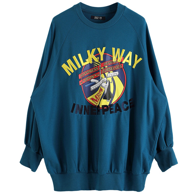 a02商场同款学生卡通刺绣泡泡袖显瘦卫衣chic女潮D1T5B0591KT