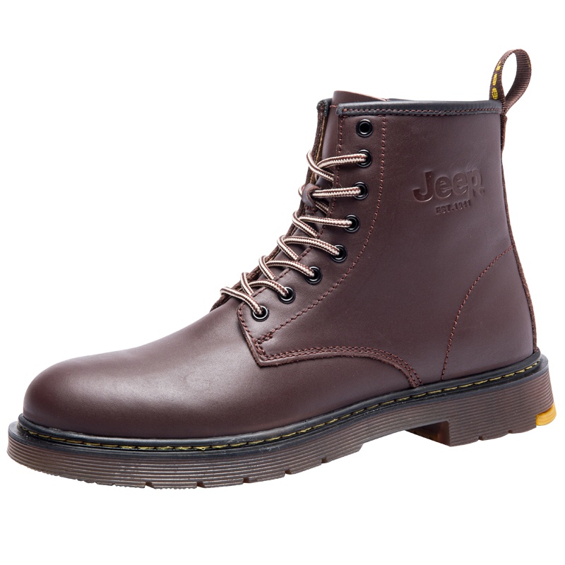 Jeep吉普男鞋英伦系带耐磨简约休闲高帮潮流百搭马丁靴