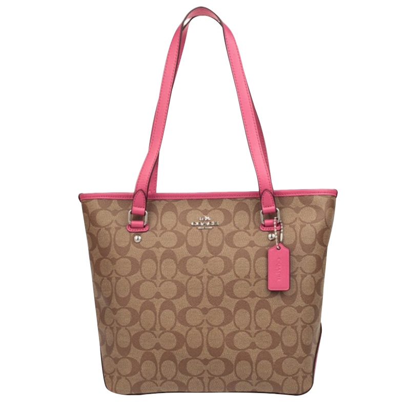 COACH/蔻驰女包 小号托特包 购物袋Tote女包 女士拉链单肩包 手提包  C纹女包  F58294