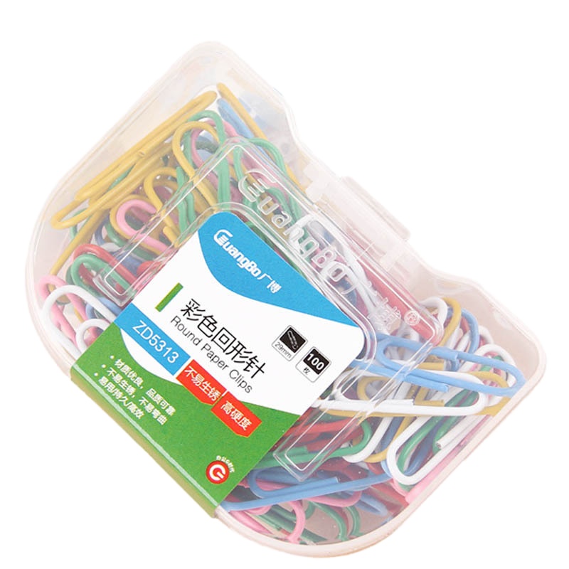 广博 ZD5313 彩色回形针100枚 10盒装 曲别针 回型针 书签固定针 文具装订 单套价格