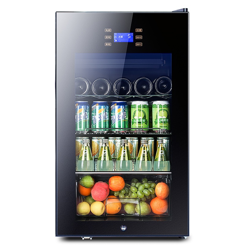 尊堡(zunbao)BJ-95A 恒温红酒柜家用冰吧茶叶冷藏饮料水果保鲜柜透明玻璃展示柜单门小冰箱冷冻室黑色