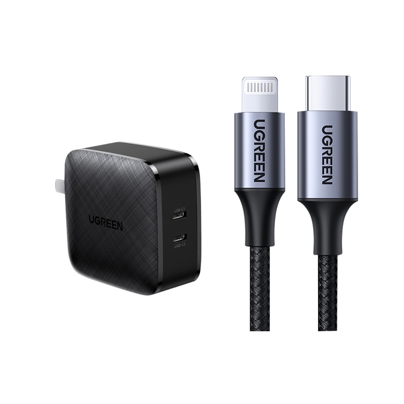 绿联(Ugreen)PD66W充电器+Type-C数据线1.5米-灰色