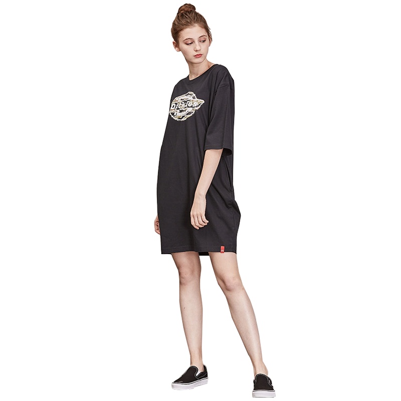 DICKIES夏季新款女士短袖连衣裙迷彩图案印花