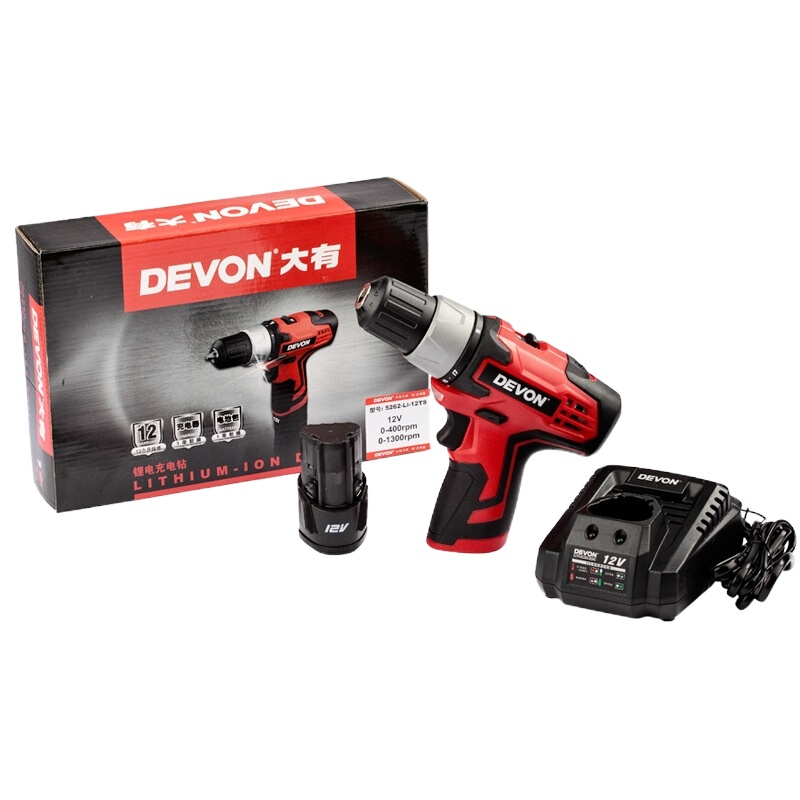 大有12V充电式电钻电动螺丝刀(包含1.5AH电池*1、快充充电器*1、塑箱*1、39件套附件)彩色
