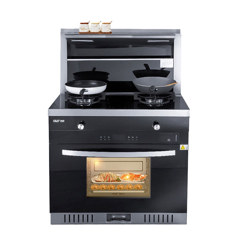 [烟灶蒸箱一体]先科SAST/T6XZ 一体式一体机带蒸箱 集成灶 天然气 猛火灶 多功能烟灶套装 高温蒸气款