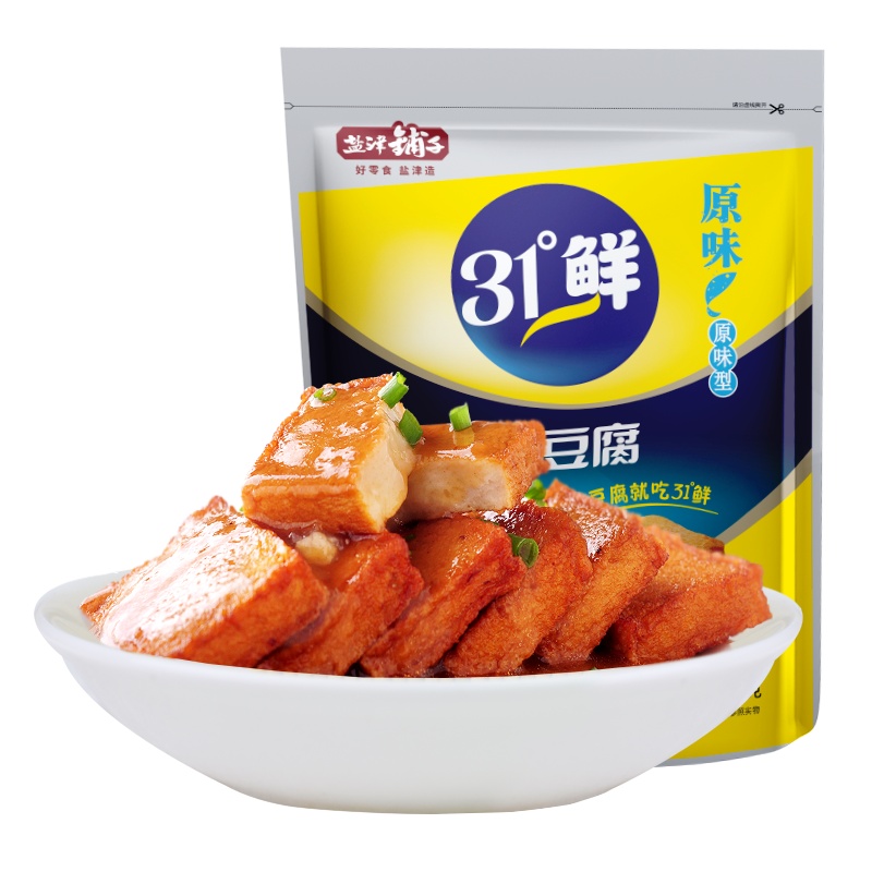 盐津铺子31°鲜鱼豆腐休闲零食原味180g