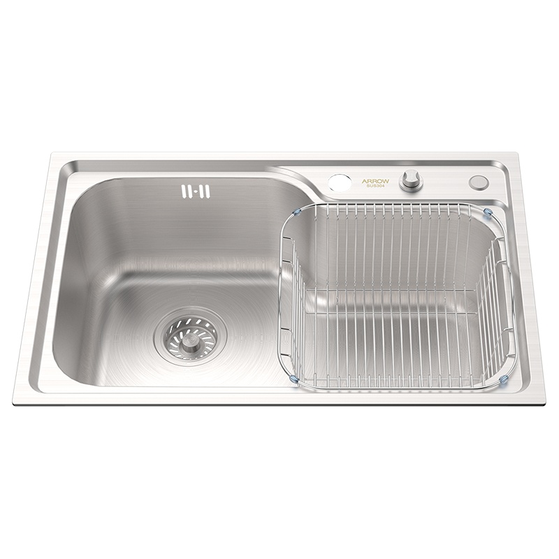箭牌(ARROW)水槽单槽套餐304不锈钢手工槽厨房洗碗水池 加厚洗菜盆