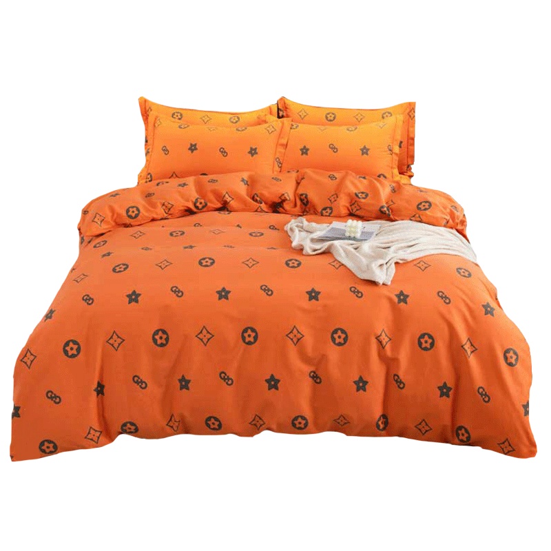 安居先森5A级纯棉磨毛印花双人床四件套活性印染D1795