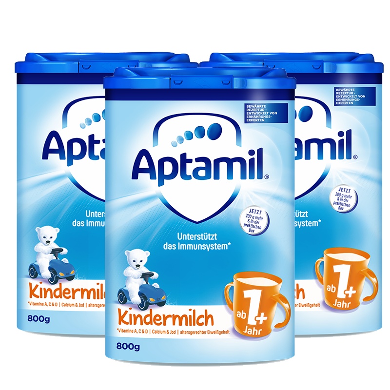 [3罐装 有效期2026年1月后]德国爱他美进口Aptamil婴幼儿配方奶粉1+段800g 1岁以上 保税直发