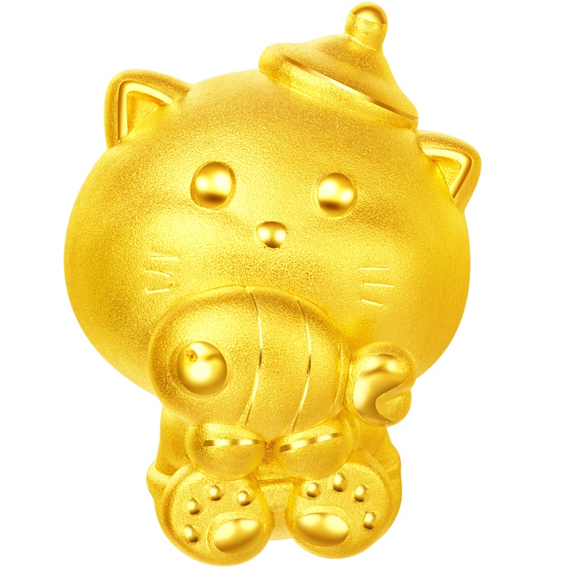 周大福百宝阁系列故宫御猫富贵有余足金金珠吊坠FR681定价