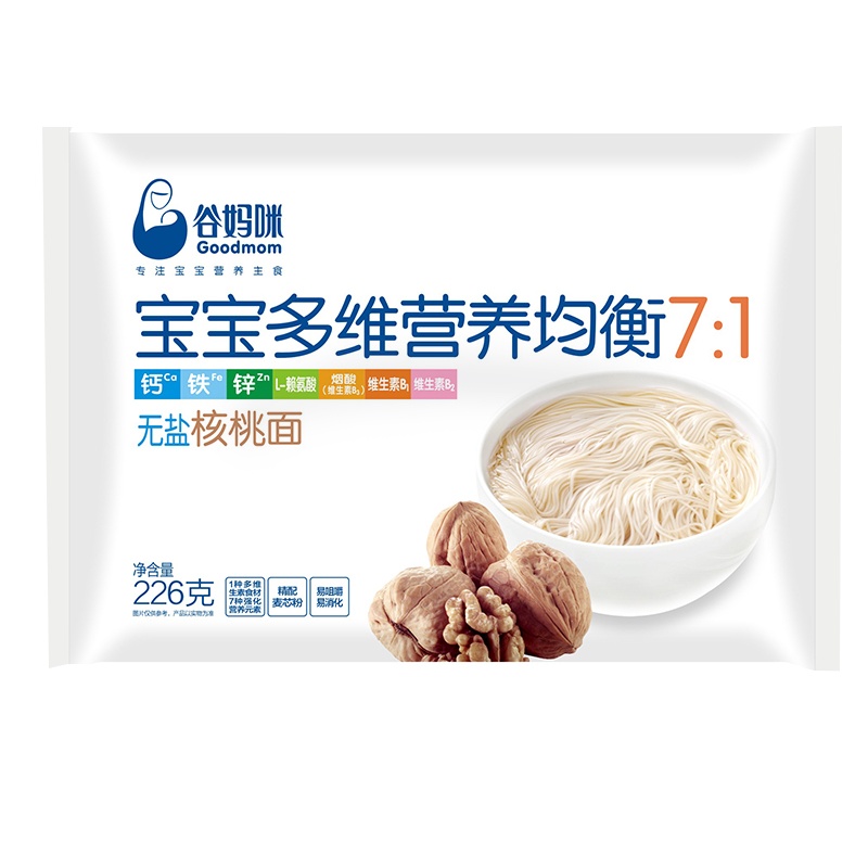 谷妈咪(Goodmom)宝宝多维营养均衡7:1无盐核桃小面条226g