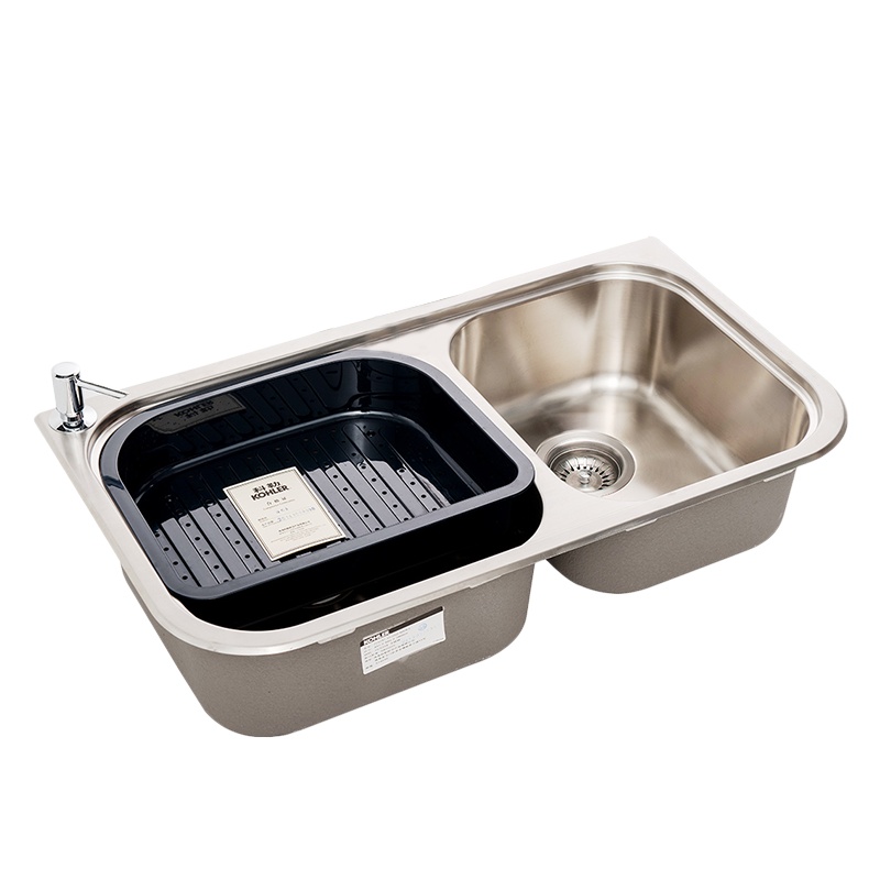 科勒齐乐水槽厨房水槽洗菜盆双槽厨盆304不锈钢台上水槽