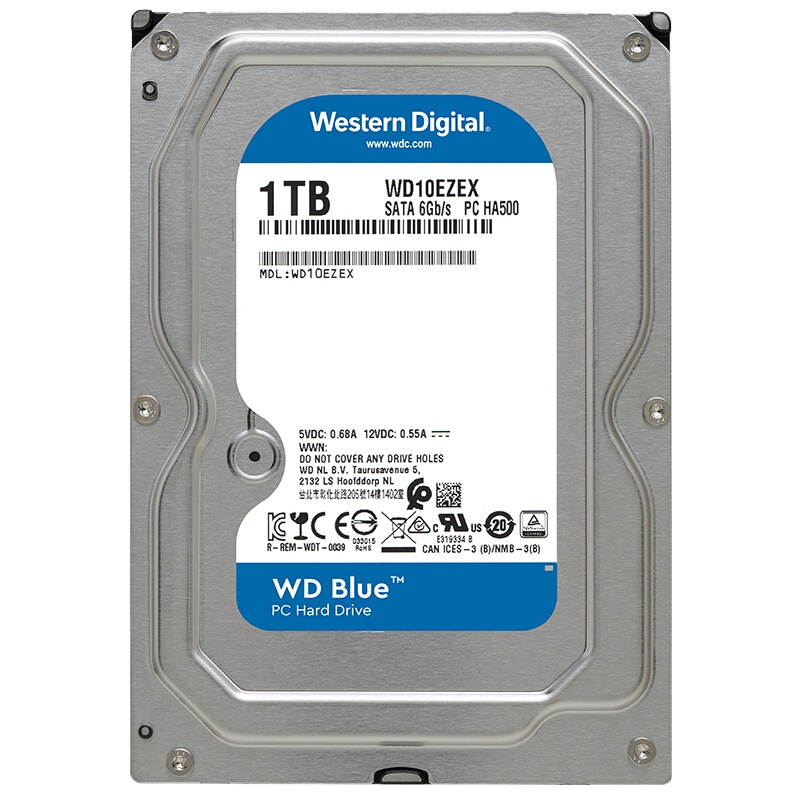 中锐智采 WD10EZEX WD Blue 台式机械硬盘 SATA6Gb/s 7200转 64MB缓存 1T 3.5英