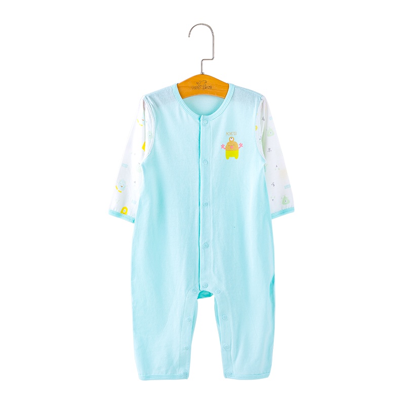 优简(BEST JANE) 优简 新生儿连体衣宝宝春秋婴儿装纯棉舒适可开档长袖开襟单排扣爬服