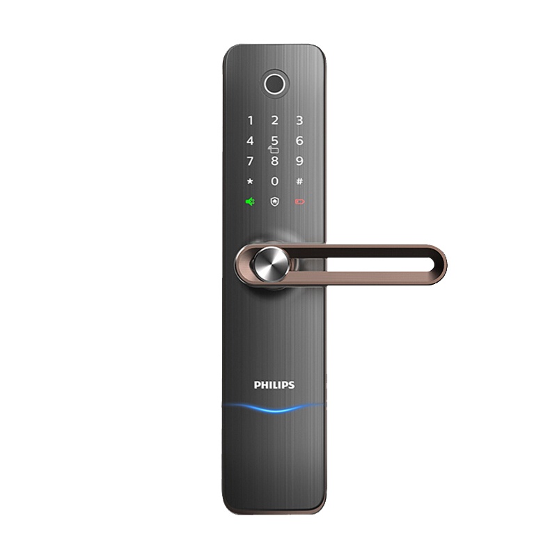 飞利浦(PHILIPS)171(红古铜)7000系列执手式智能门锁指纹锁防盗门锁家用智能锁电子锁 可挂天地钩