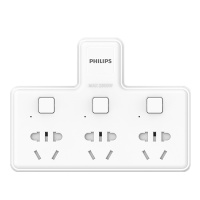 飞利浦(Philips)SPS2300C/93一转三分控开关三位无线转换器带保护门转接插头插座墙面转换器接线板白色