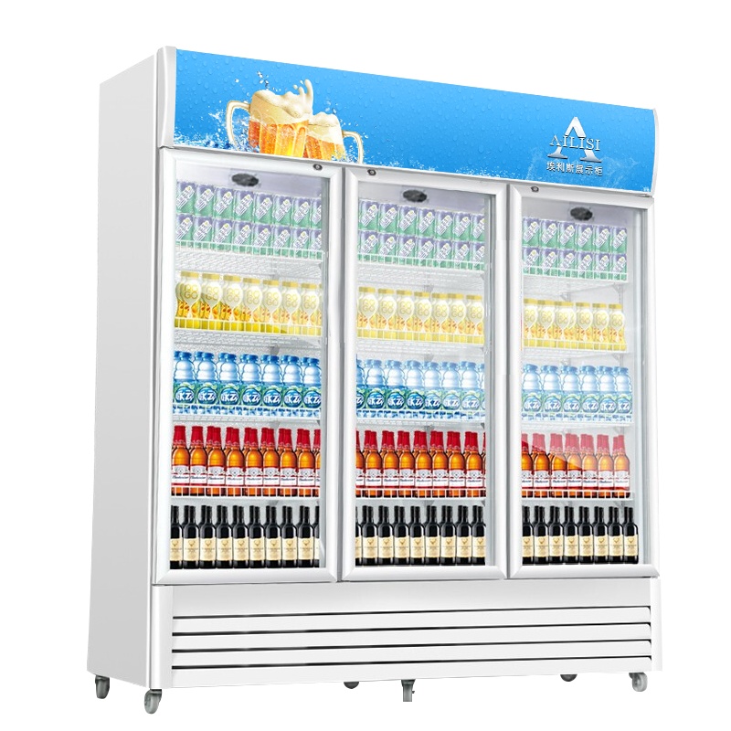 埃利斯(AILISI)1100L商用展示柜 大容积立式陈列柜冷柜 保鲜柜玻璃门冰箱超市便利店饮料柜 冷藏柜 单门直冷