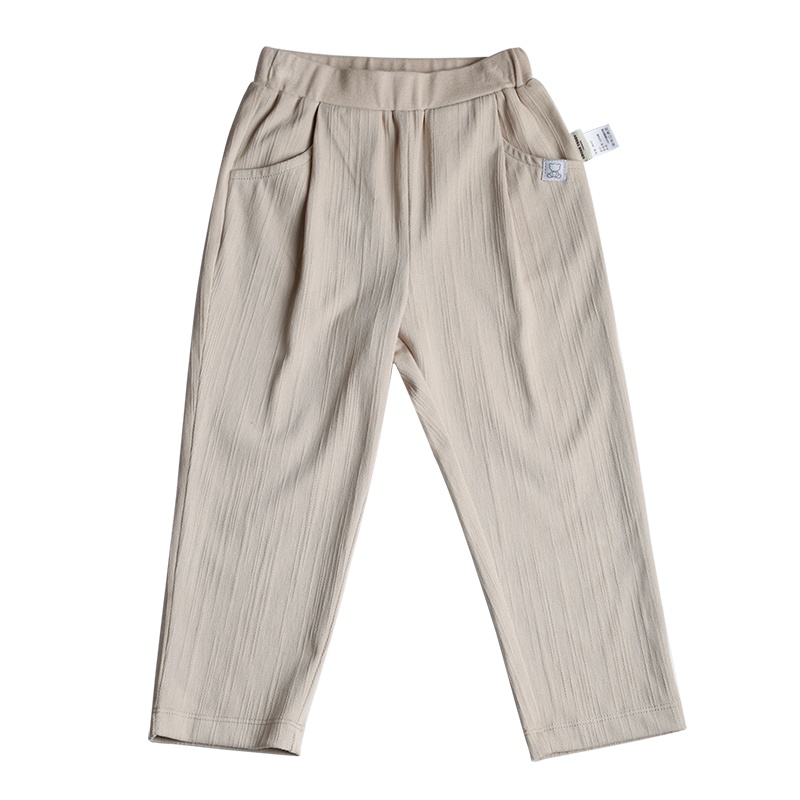 洛克泰迪儿童裤子针织男童长裤春秋新款男宝宝竖提花休闲裤