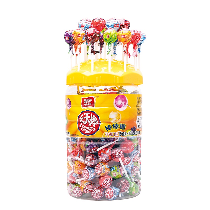 雅客扭结天天棒棒糖果1.26kg桶装多口味儿童礼物婚庆零嘴约120支