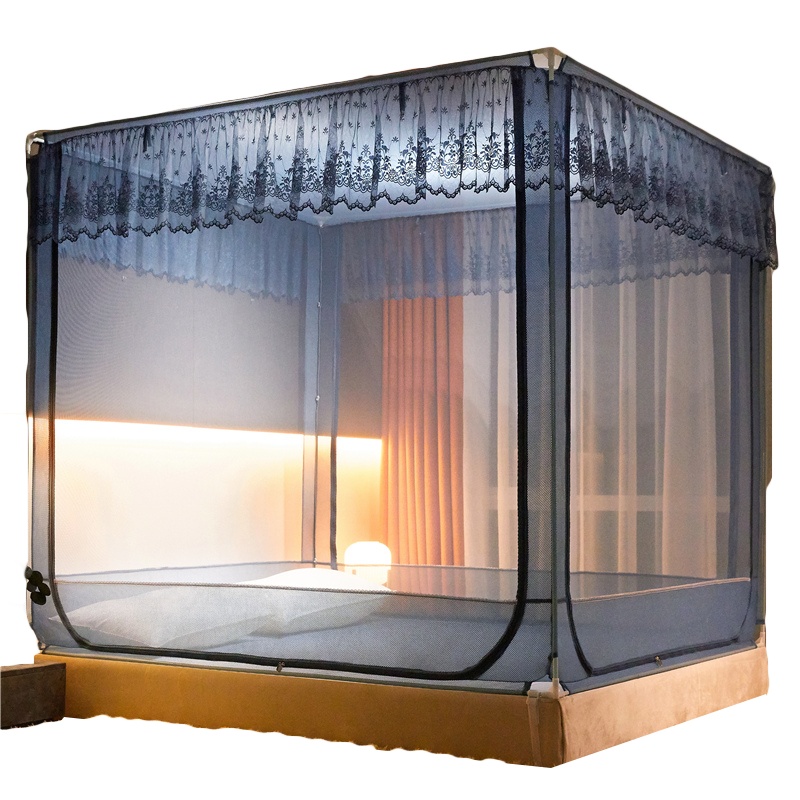 南极人(NanJiren) 新款蚊帐坐床三开门拉链儿童防摔1.5m/1.8m床家用双人加密2米床加密纹账