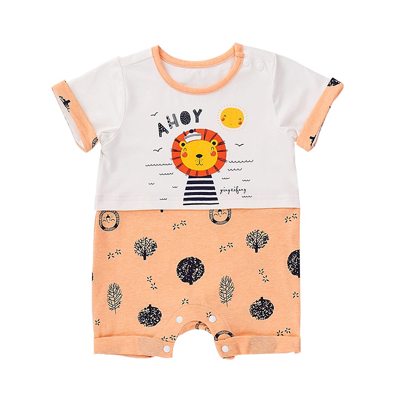 婴姿坊夏装男宝宝新生儿连体衣爬服