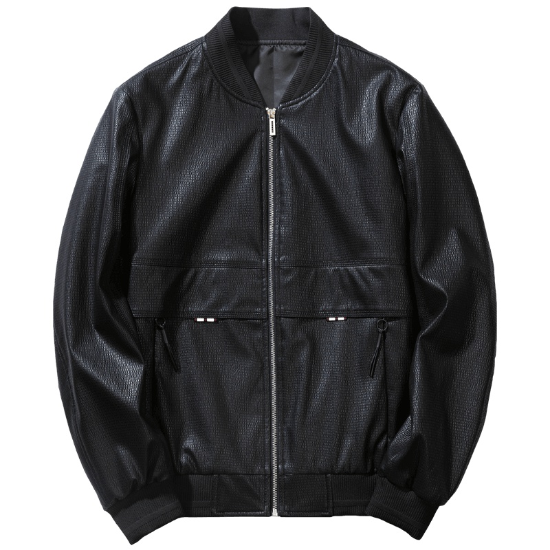 千纸鹤男士休闲皮衣2019秋季新款青年个性棒球领夹克外套男30280