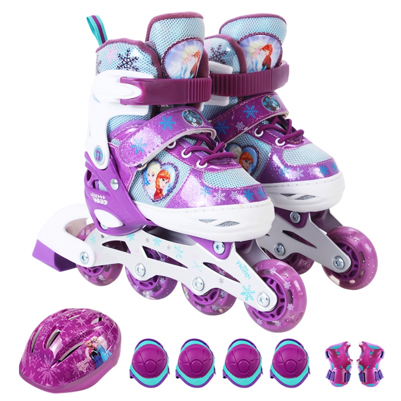 迪士尼溜冰鞋儿童全套装滑冰轮滑鞋旱冰可调中大童小孩男女初学者