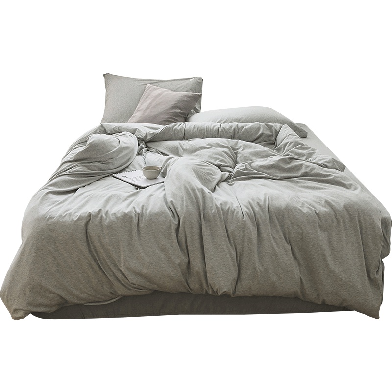 老席匠四件套针织棉全棉纯棉简约纯色1.8m米床单被套床上用品