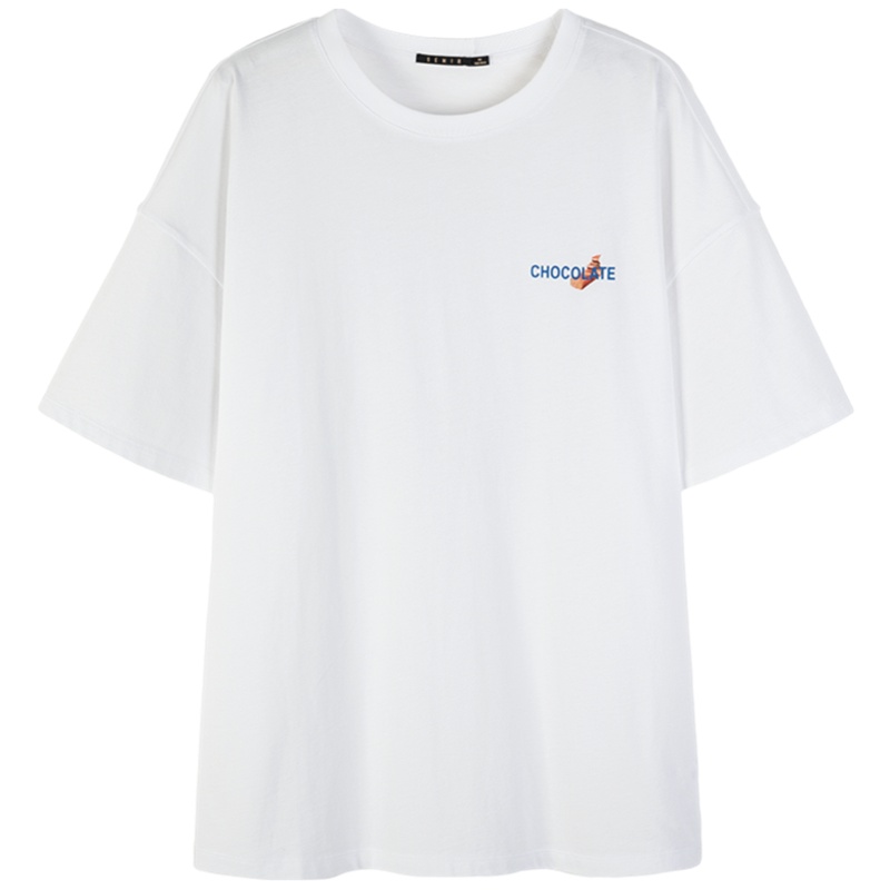 【满198减100预估价：42】森马短袖T恤女夏季新款宽松大t印花短袖oversize白色T恤女夏