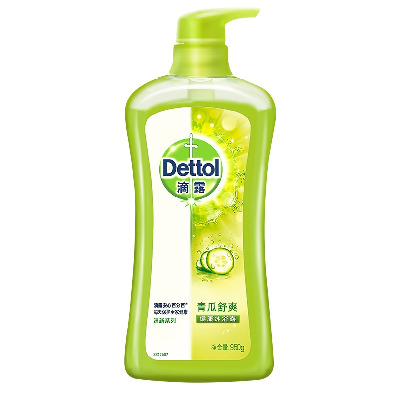 滴露(Dettol) 健康沐浴露 青瓜舒爽 950克持久留香家庭装男女学生通用量贩装滋润清爽沐浴乳液