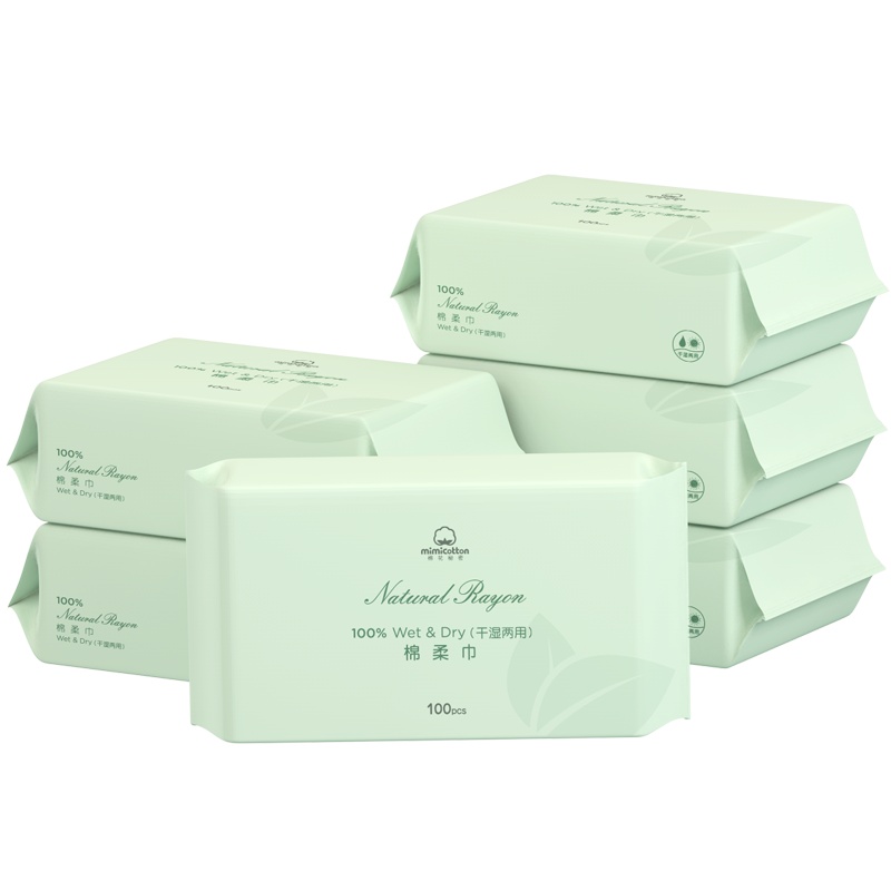 棉花秘密婴儿植物纤维棉柔巾宝宝手口屁屁专用干湿两用绵柔巾100抽6包