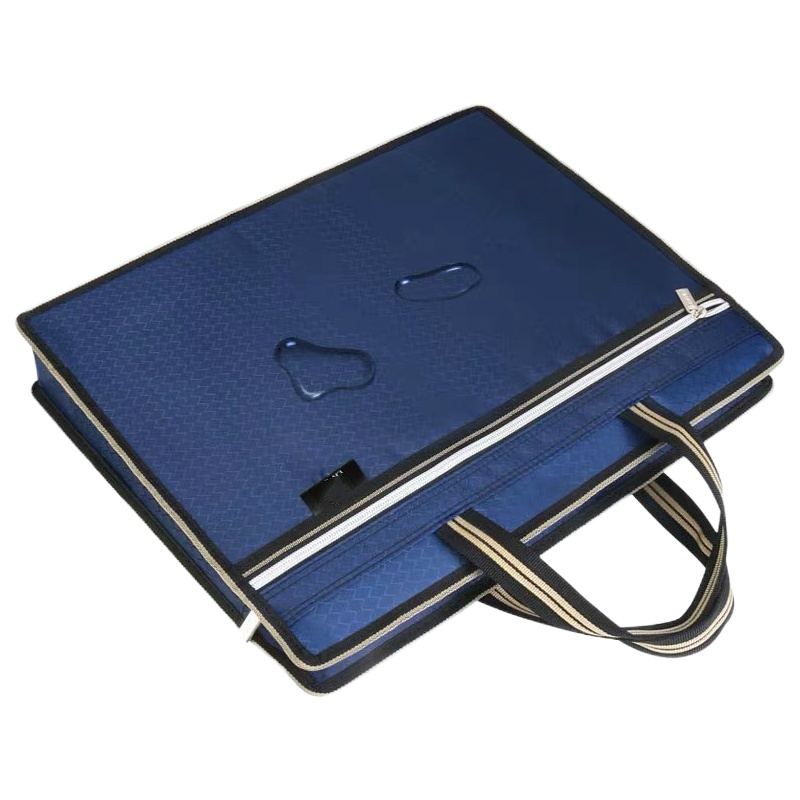 传美 布质文件包 普通款 带拉链 深蓝色