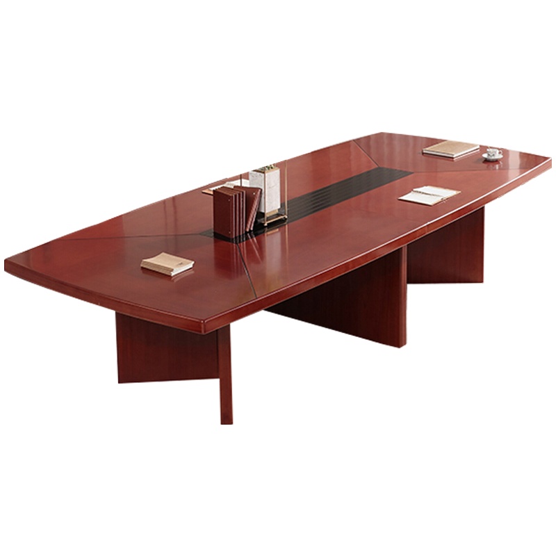 三圣 办公家具油漆会议桌长桌贴实木皮会议台洽谈桌接待椭圆条形板式会议桌简约现代3米