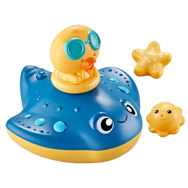 麦巧适(MAQUCC) 儿童动力喷水室内洗澡玩具 可啃咬沐浴互动婴儿浴室戏水 动喷水魔鬼鱼小黄鸭海星套装