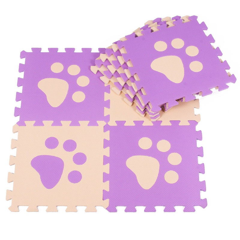 明德宝宝爬行垫子PE塑胶发泡泡沫地板拼接防滑垫PE儿童脚印拼图地垫 30*1cm(10片/包)3个月以上