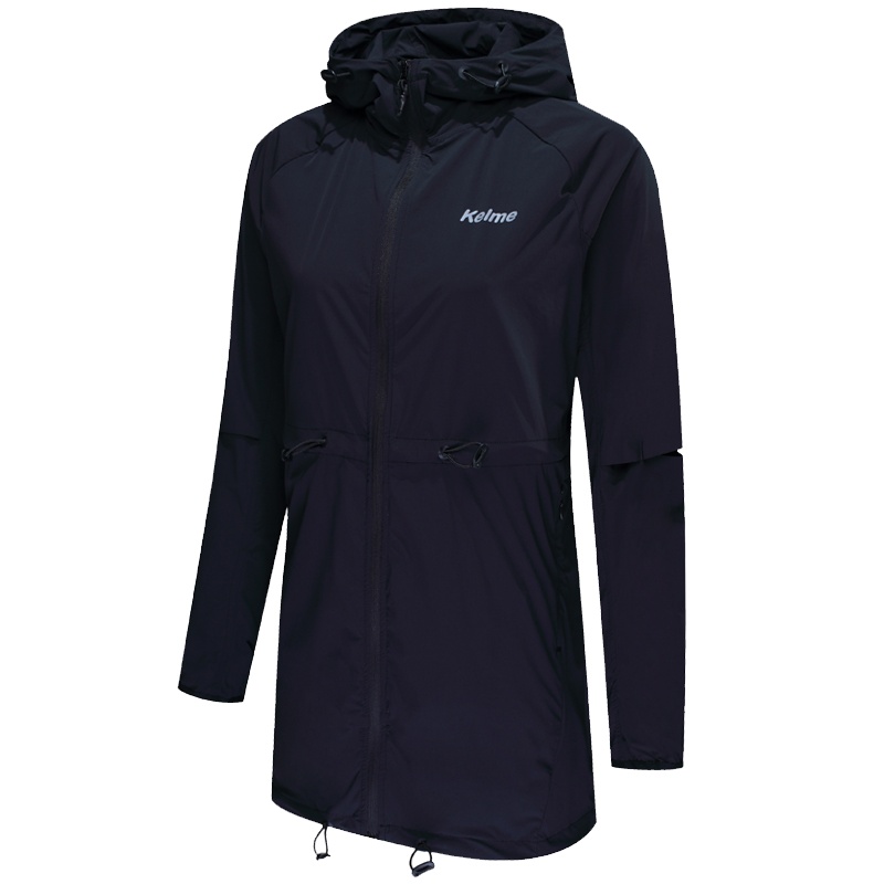 KELME/卡尔美 春夏新款女士休闲防风衣连帽轻薄时尚收腰休闲外套