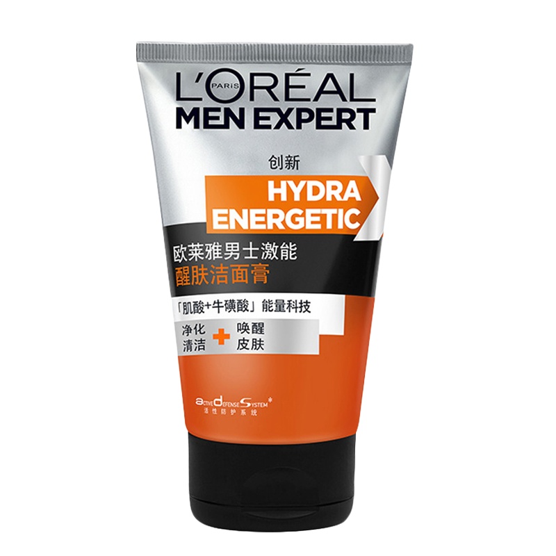 欧莱雅男士洗面奶激能醒肤洁面乳膏100g 控油深层清洁补水保湿洁面膏