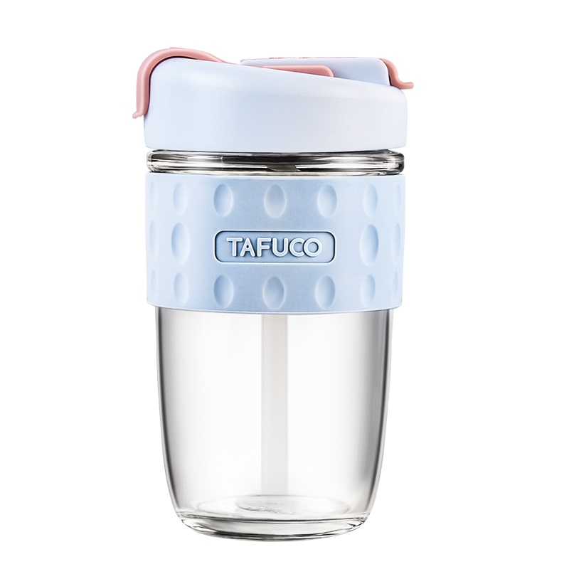 日本泰福高玻璃水杯女带吸管便携可爱夏季大容量咖啡泡茶杯子ins风