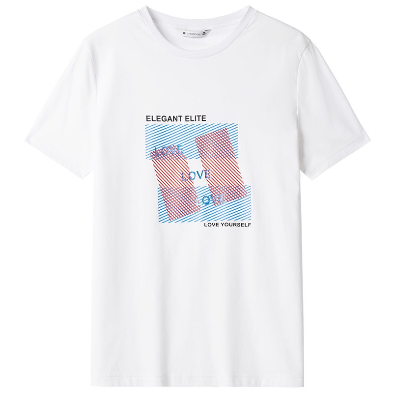 千仞岗春季新款男士圆领时尚字母印花短袖T恤韩版潮流休闲