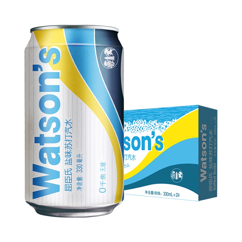 屈臣氏(Watsons)盐味苏打汽水330mlX24罐 整箱