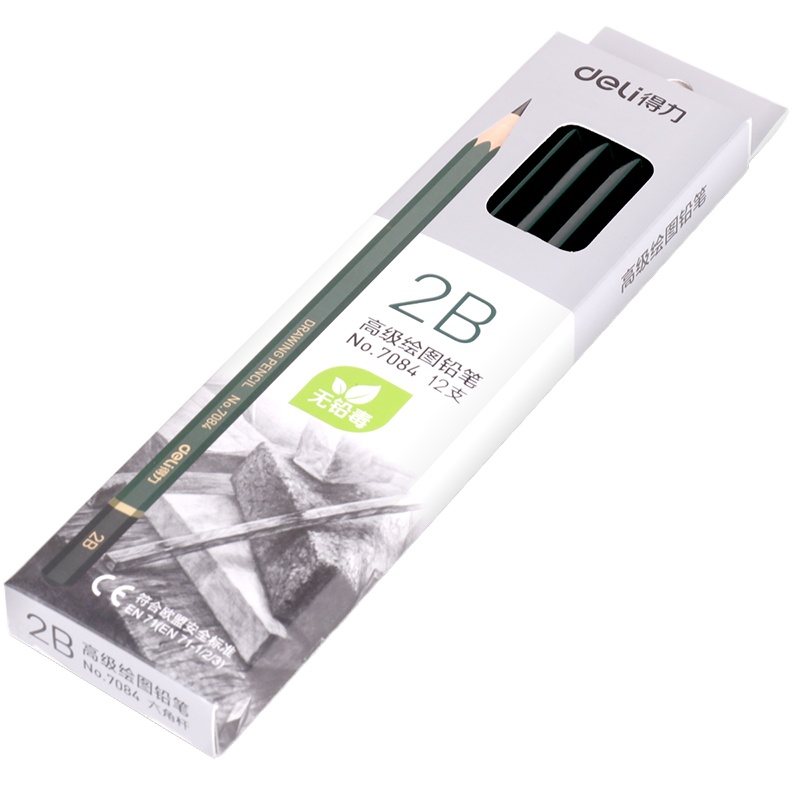 得力(deli)7084 2B木质铅笔 12支/盒(1盒装)