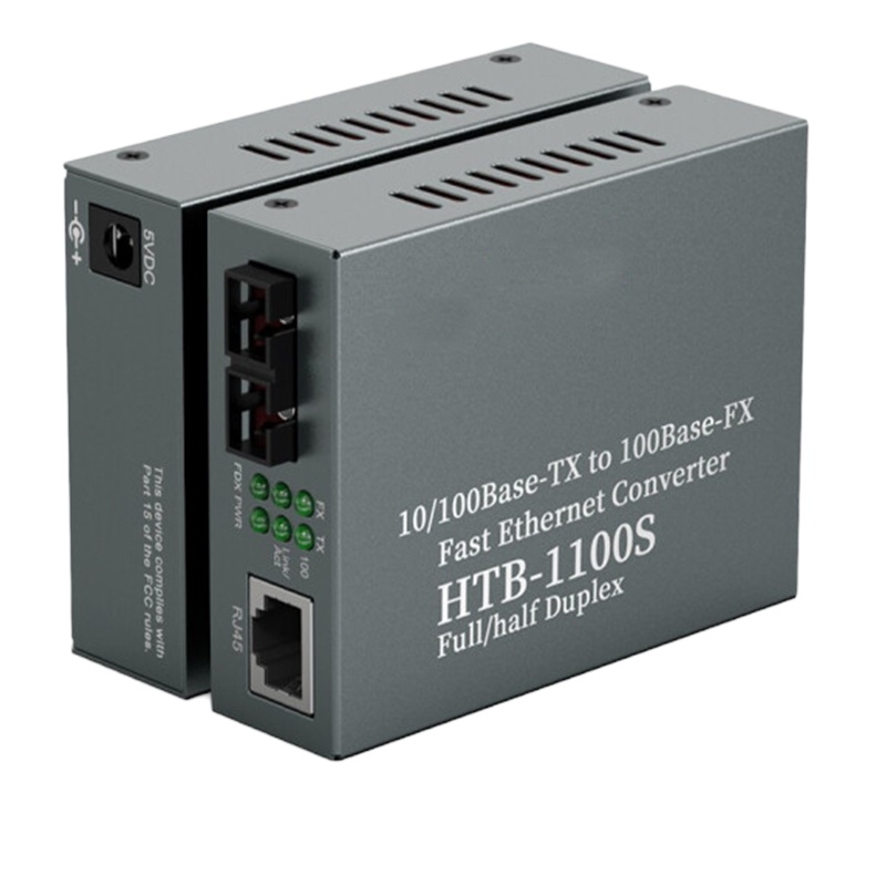 HIKVISION 光电转换器 HTB-1100S-25KM 百兆单模双光纤收发器 光电转换器 外置电源 SC接口 商业