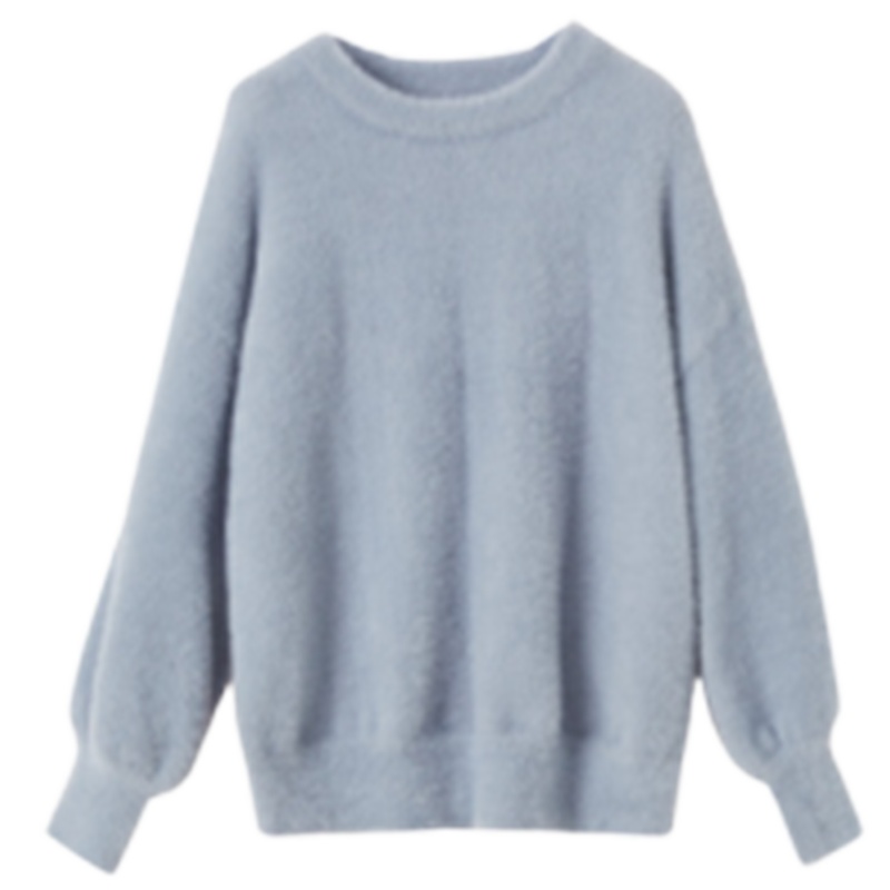 【专柜同款】拉贝缇海马毛毛衣女装2019新款秋冬季宽松外穿针织打底衫蓝色上衣60009248