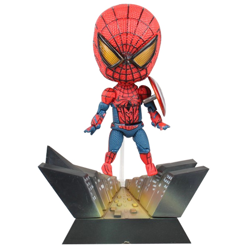 蜘蛛侠手办玩具 spiderman Q版3号 关节可动手办模型车载摆件汽车公仔