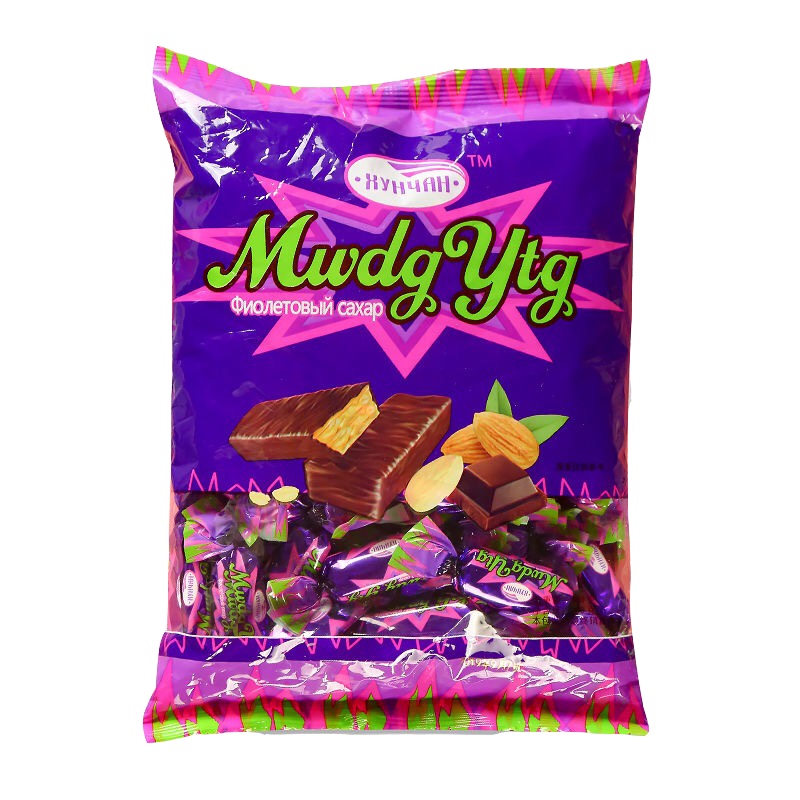 俄罗斯风味紫皮糖100g巧克力花生夹心酥糖结婚喜糖果网红零食