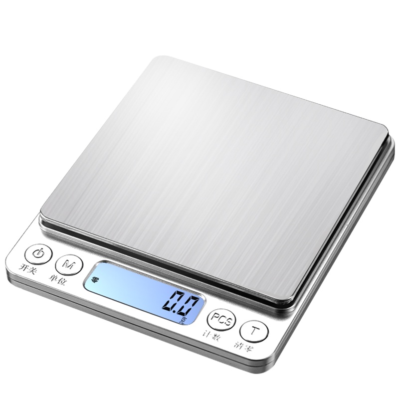 厨房秤电子称家用小型面粉计量器刻度微型精准0.01称重器克 充电款中文3kg/0.1g双托盘+量杯+1000ml方碗+砝