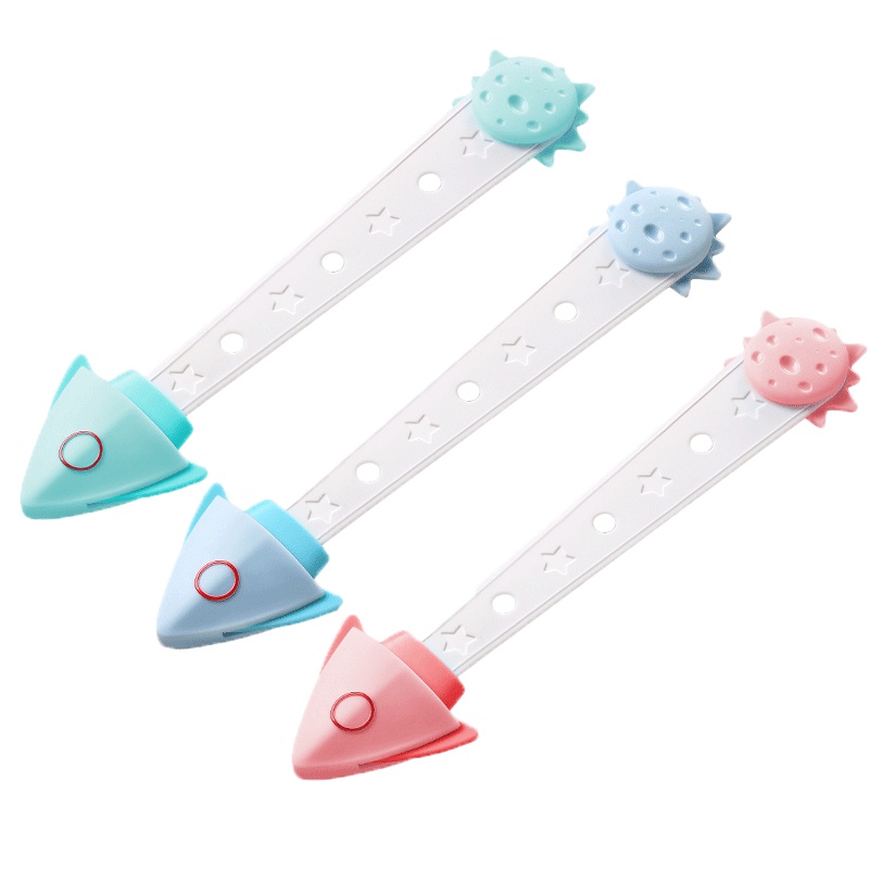 开优米kiuimi 抽屉锁儿童安全锁婴儿防夹手锁扣柜门冰箱门宝宝柜子锁 火箭款(三支装)